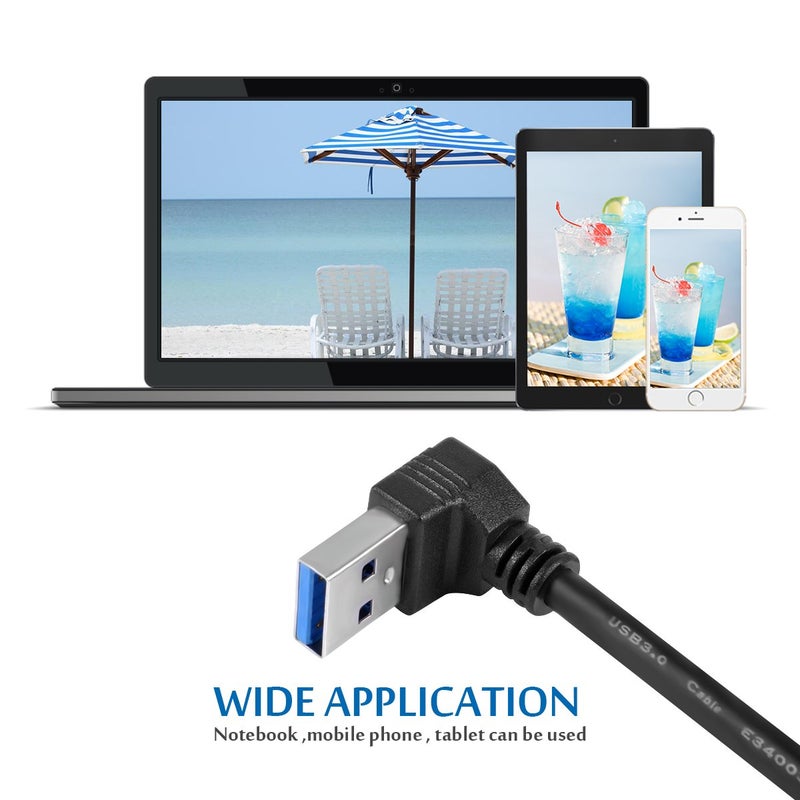 UCEC USB 3.0 Extension Cable, Male to Female 90 Degree Short Extension Cord 6 Inch Extender, Up & Down Angle, 2 Pack (Black) - Image 5